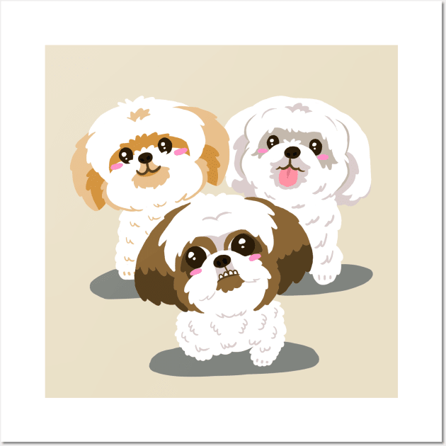 Shitzu Puppies Wall Art by Instadoodles